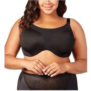 NWOT Elila Microfiber NO Bounce Underwire Sports Bra -  Black  2511-02 2511 38G